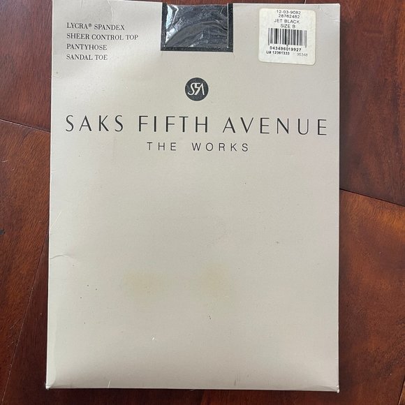 New Saks Fifth Avenue control top sheer Black pantyhose M - Picture 1 of 3